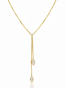 Colar gravatinha com ponto de luz gota (BANHADO A OURO 18k)