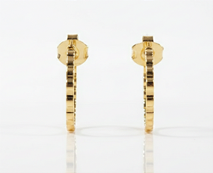 Brinco meia argola aro fino quadrado ondulado ( BANHADO A OURO 18K)