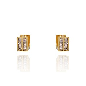 Brinco De Argola Articulada Cravejado Cristal (BANHADO A OURO 18K)