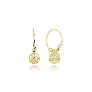 Brinco Articulado Com Bolinha Aramada (BANHADO A OURO 18K)