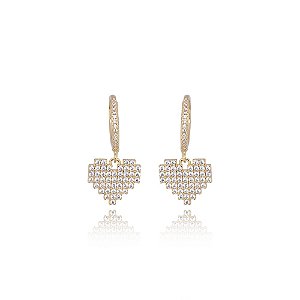 Argola Articulada de Coração Cristal (BANHADO A OURO 18K)