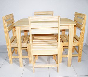 Conjunto Cozinha/Sala de Jantar - Mesa (1,25m) com 4 cadeiras