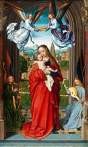 A Virgem e o Menino com quatro anjos - Gerard David