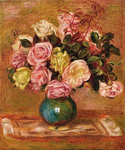 Buquê de rosas em vaso - Pierre Auguste Renoir