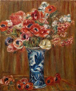 Anémones no vaso de Delft - Pierre-Auguste Renoir