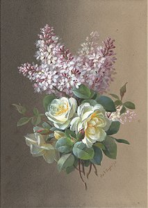 Rosas e lilases  - Paul de Longpre