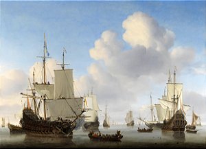 Navios holandeses em mar calmo - Willem van de Velde