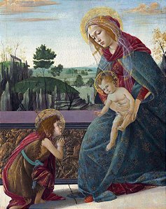 Quadro - Madonna e o Menino Jesus com o Jovem São João Batista - Sandro Botticelli