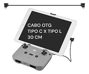 Cabo Otg Tipo-c X Lightning 30cm P/ Drone Dji Rcn1 / N2 / N3 Preto