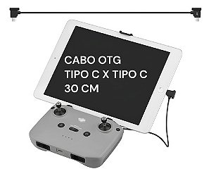 Cabo Otg Tipo-c X Tipo-c 30cm P/ Drone Dji Rcn1 / N2 / N3 Preto
