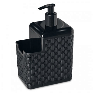 Porta Detergente e Esponja Rattan Preto Arqplast