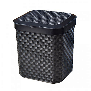 Lixeira de Pia Rattan Preta com Tampa 5 Litros Arqplast