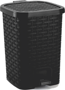 Lixeira Rattan Preta 7 Litros com Tampa Arqplast