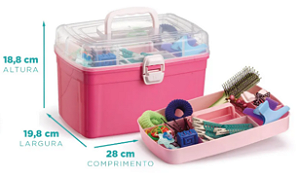 Frasqueira Grande com Bandeja Rosa 6,2 Litros Nitron
