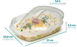 Travessa com Tampa para Micro-ondas 1,5 Litros Nitron