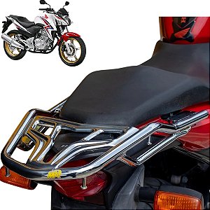 BAGAGEIRO SUPORTE BAU CB 300R 2009 A 2015 REFORÇADO CURTO CROMADO MA ACESSÓRIOS