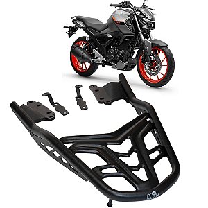 BAGAGEIRO SUPORTE BAU FAZER FZ 15 2023 2024 2025 REFORÇADO PRETO FOSCO FZ15 MA ACESSÓRIOS