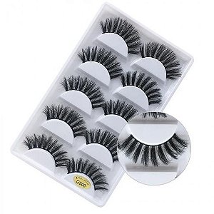 Caixa com 5 pares de Cílios Postiços Estilo Mink - G800