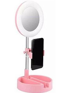Espelho Luz Led Ring Light Mesa Maquiagem Portátil Celular LAMP