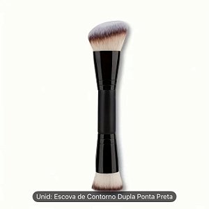 Pincel Duplo para Base e pó - Compatível com Contorno, Pó, Blush - Cerdas Sintéticas Macias