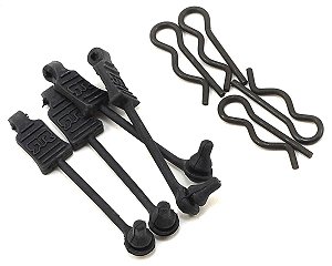 ARRMA CLIPES DE CARROCERIA 1/8 COM RETENTORES DE BORRACHA (PRETO) – 4 UNIDADES | PEÇA ORIGINAL