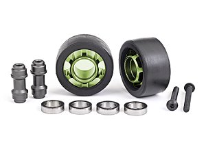 Green Aluminum Wheelie Bar Wheels w/ Hardware (2)