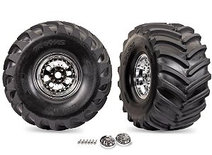 TRAXXAS RODAS CHROME X-MONSTER COM PNEUS TERRA GROOVE (2)