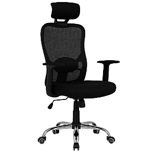 Cadeira de Escritório em Malha Preta com Estrutura Ergonômica CADE-DO-H-9128F