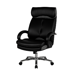 Cadeira de Escritório em PVC Bonded Leather Preta com Design Ergonômico CADE-DO-HLC-1427L-1