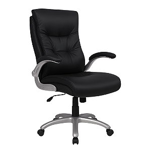 Cadeira de Escritório em Couro e PVC Cinza - Modelo HLC-1526 com Design Ergonômico CADE-DO-HLC-1526