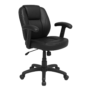 Cadeira de Escritório em PVC Bonded Leather Preta com Estrutura Ergonômica CADE-DO-HLC-0461A