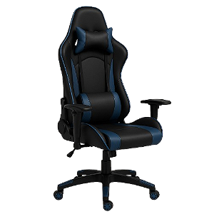 Cadeira Gamer Preta e Azul em PU e PVC com Estrutura Ergonômica CADE-DO-HLC-2266L