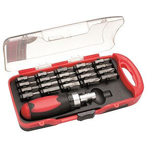 Jogo Bits Fenda Phillips Allen e Torx com Cabo Catraca 21 peças