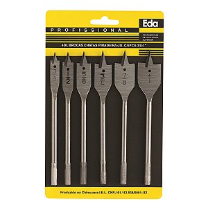 BROCAS CHATAS JOGO 3/8 A 1" COM 6 PCS