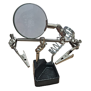 Lupa com Garras e Suporte para Ferro de Solda Manutenção Eletrônica e Joalheria