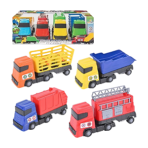 Super Frotinha 4 Caminhões Brinquedo Infantil Super Frota Divplast