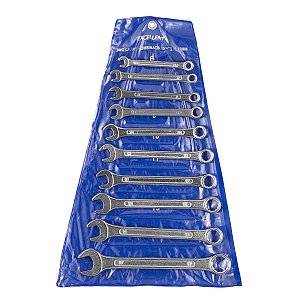 Kit Jogo Chave Combinada 10 peças 6 à 17 mm Aço Carbono