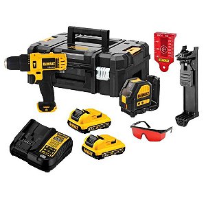 Combo Parafusadeira de Impacto + Nível Laser 12v Max Bivolt DCK205D2T-BR Dewalt