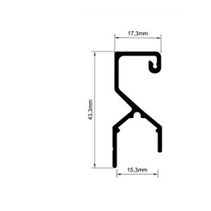 PERFIL PUXADOR 4125 15MM PRETO 6M - RFC