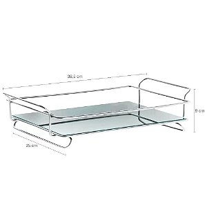 Bandeja Iris Cromada Aramada com Vidro Lapidado 39x40x250mm Schmitt