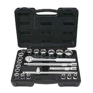 Jogo De Soquetes De 1/2" 22 Peças 8 A 32mm