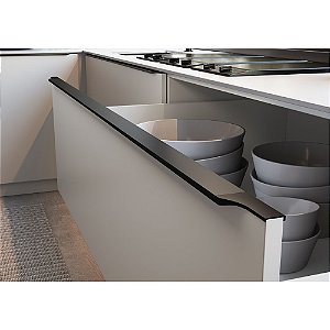 Puxador em Alumínio 6mt para MDF 15 a 18mm Preto RM-183 Facetato Onix Rometal