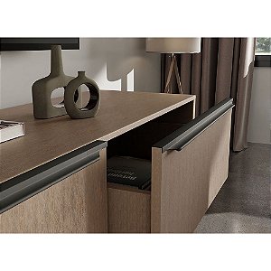 Perfil Puxador Alumínio RM-407 Facetato Safira 15mm com 6m Inox Escuro Rometal