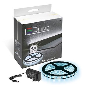Combo Fita Led 3528 com Silicone 6000k Luz Branca 5m Conversor 3A 12V Ledline