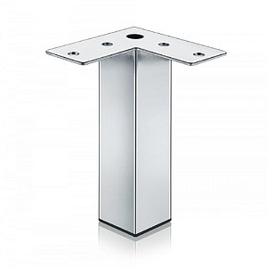 Pé para Móveis Quadrado Cromado Base 90º Sem Regulagem 100mm - Renna