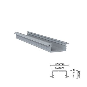 Perfil Alumínio Embutido para Fita LED RM-331 com 6m Natural Rometal