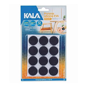 Protetor Adesivo EVA Preto Redondo 19mm 12 peças - KALA