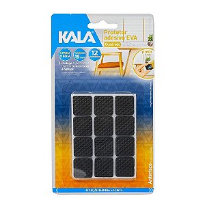 Protetor Adesivo EVA Preto Quadrado 19mm 12 Peças - KALA