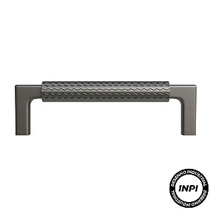 Puxador Zigrinato IL1780 96mm Grafite Escovado Italy Line