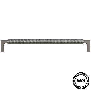 Puxador Zigrinato IL1780 224mm Grafite Escovado Italy Line